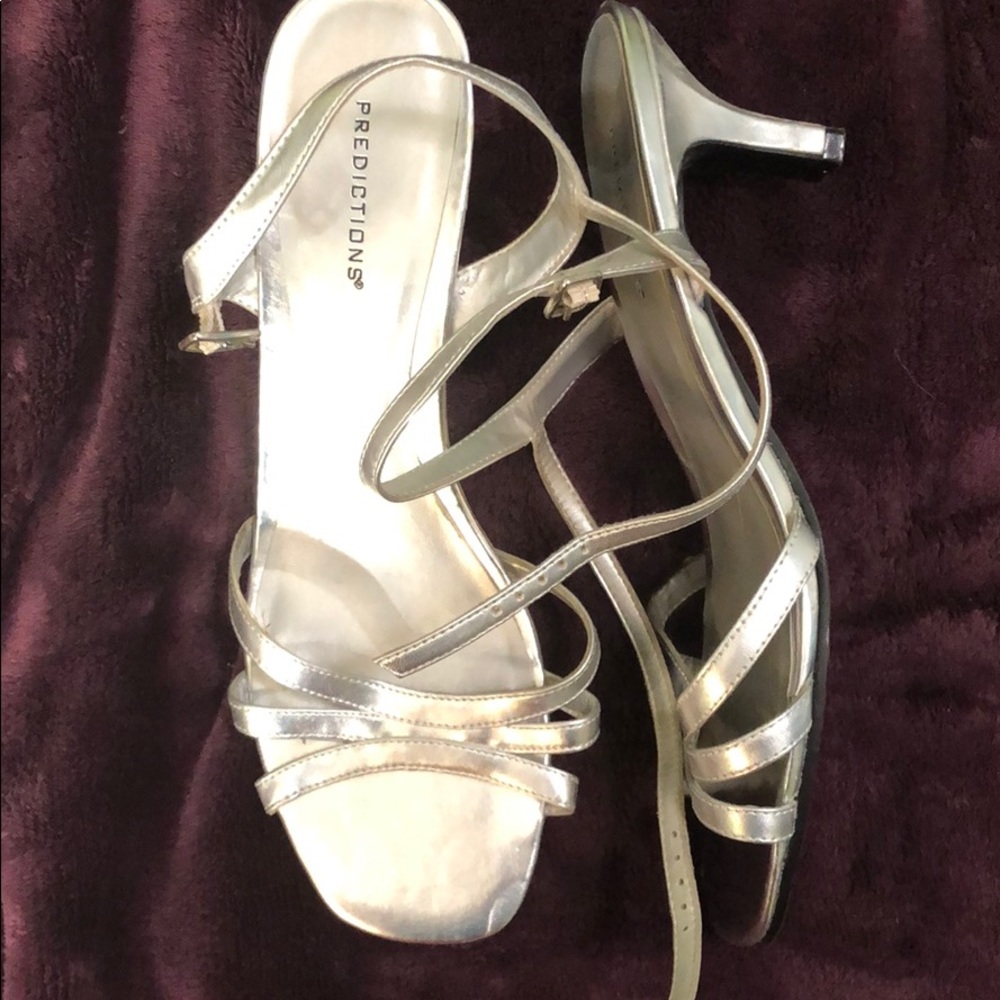 Silver open toed heels